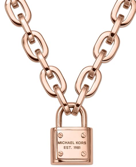 michael kors rose gold necklace padlock|michael kors gold heart necklace.